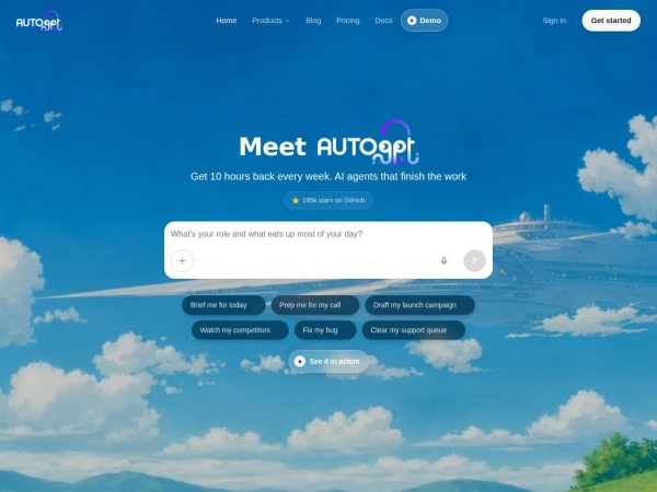 AutoGPT 网站预览