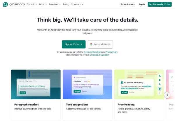 Grammarly 网站预览