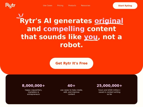 Rytr 网站预览